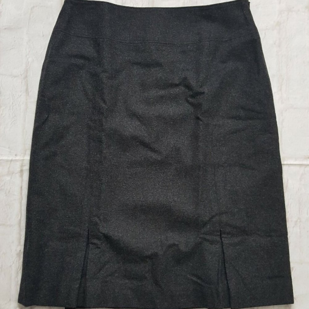 Banana Republic A-Line Skirt Dark Gray Wool Blend Pleated Size 10